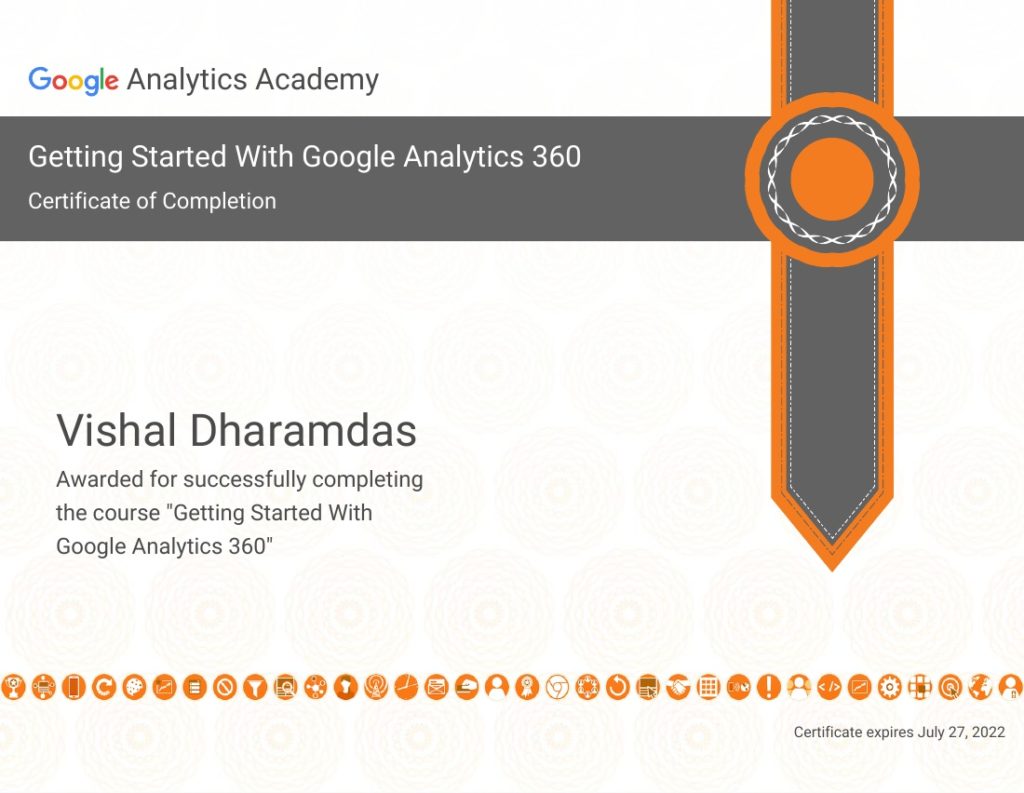 Getting Started With Google Analytics 360 Completion Certificate